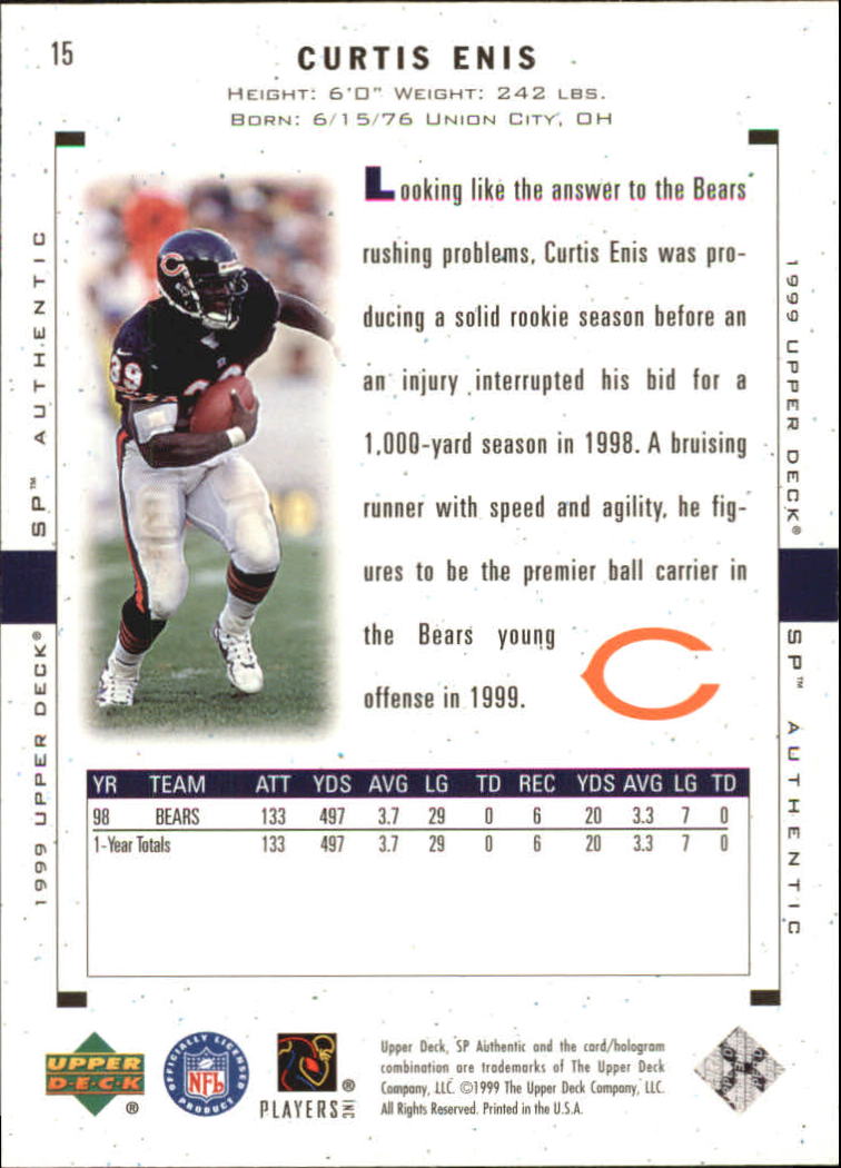 1999 SP Authentic #15 Curtis Enis back image