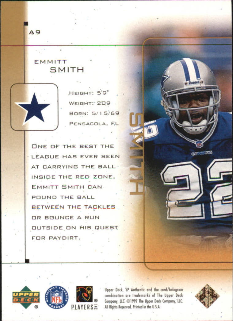 1999 SP Authentic Athletic #A9 Emmitt Smith back image