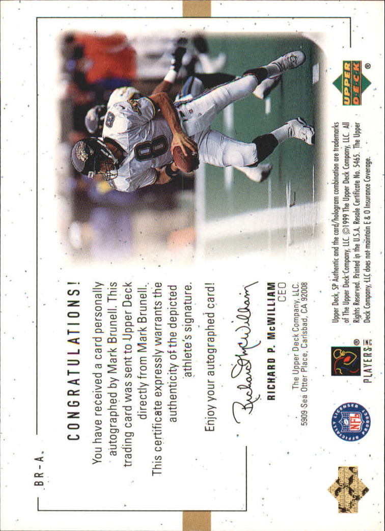 1999 SP Authentic Player's Ink Purple #BRA Mark Brunell back image