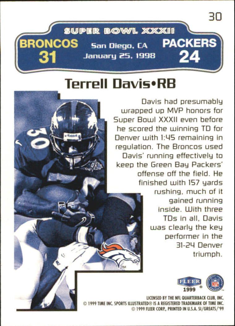 1999 Sports Illustrated #30 Terrell Davis MVP back image