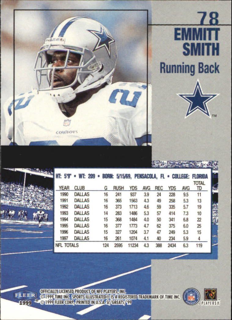 1999 Sports Illustrated #78 Emmitt Smith back image
