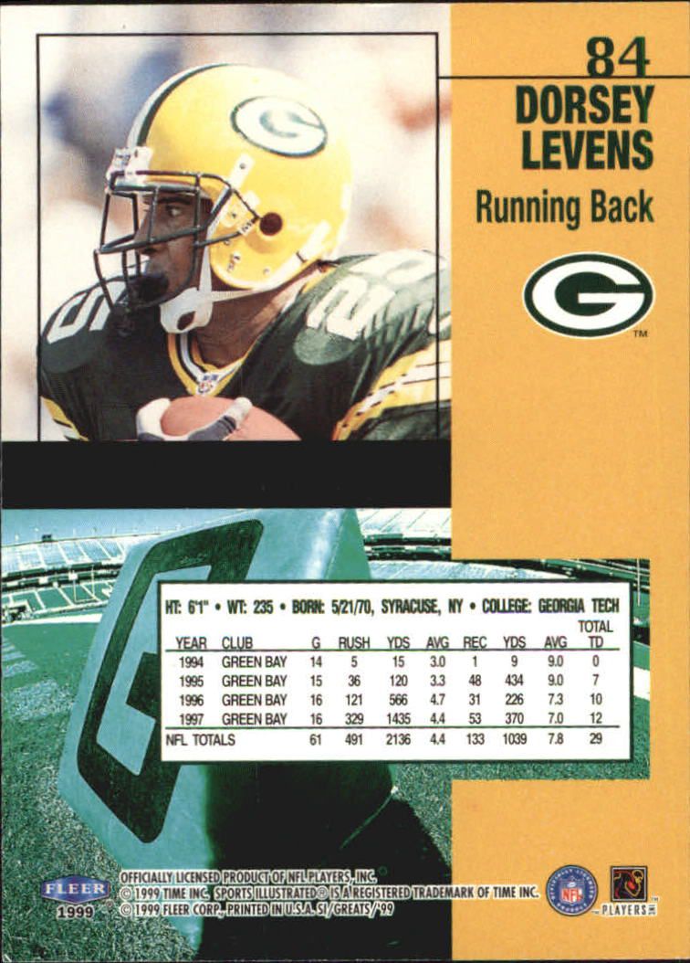 1999 Sports Illustrated Football Card 84 Dorsey Levens eBay