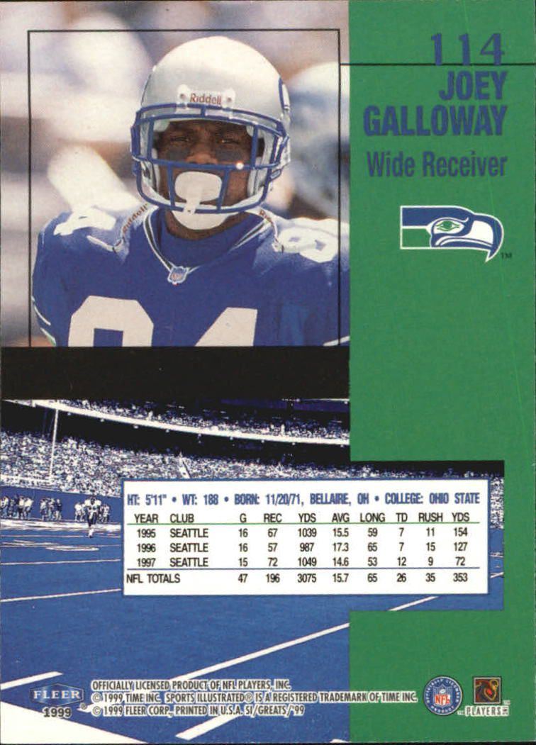 1999 Sports Illustrated #114 Joey Galloway back image