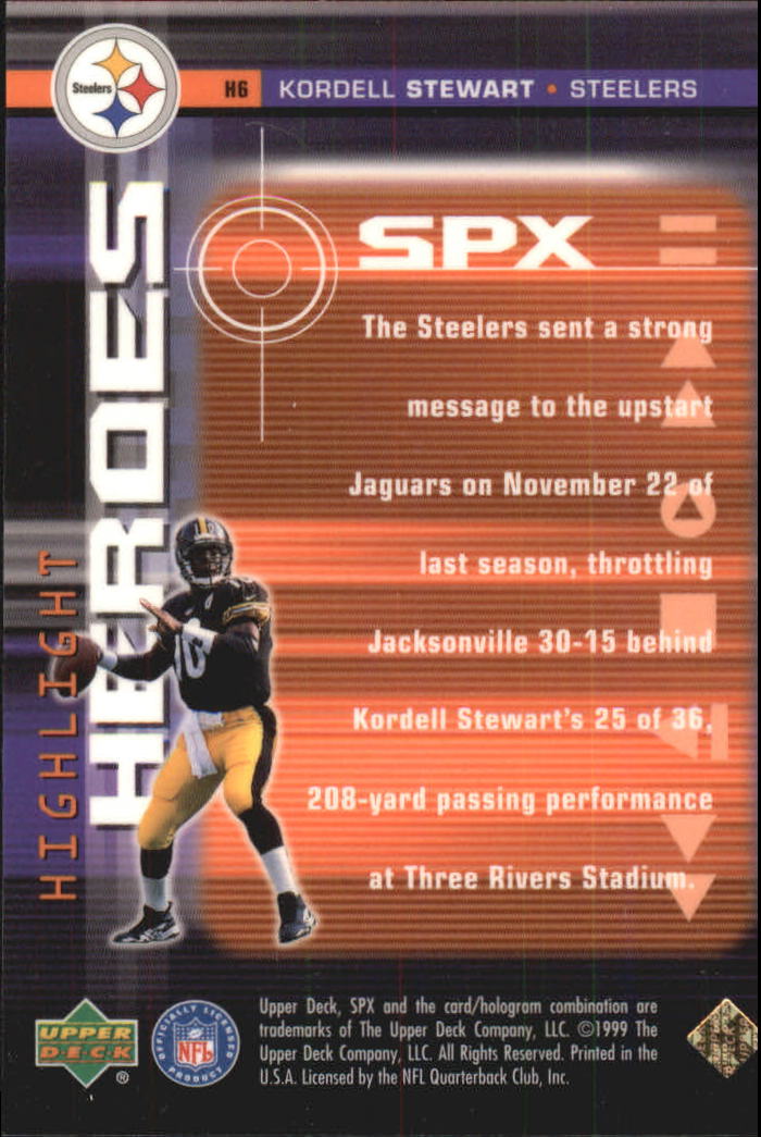 1999 SPx Highlight Heroes #H6 Kordell Stewart back image