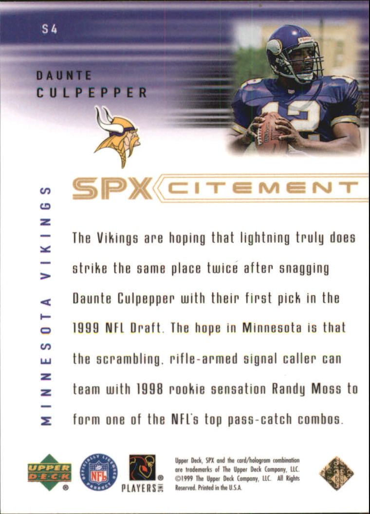 1999 SPx Spxcitement #S4 Daunte Culpepper back image