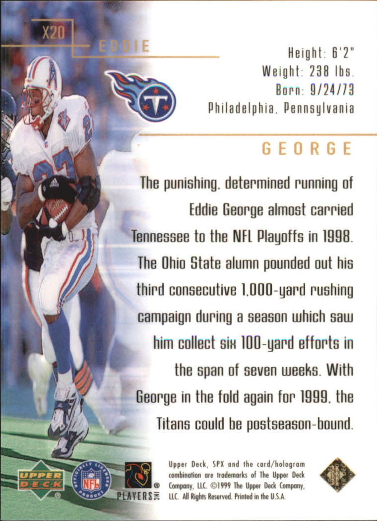 1999 SPx Spxtreme #X20 Eddie George back image