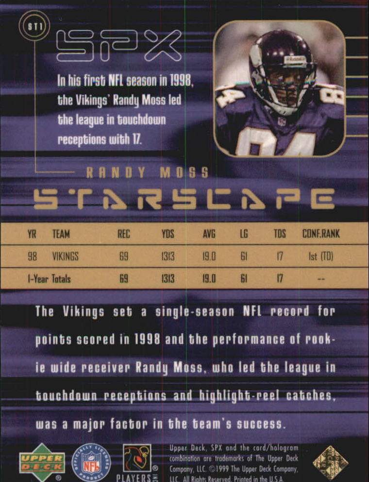 1999 SPx Starscape #ST1 Randy Moss back image