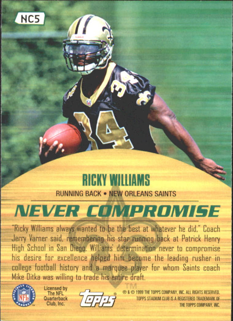 1999 Stadium Club Never Compromise #NC5 Ricky Williams back image