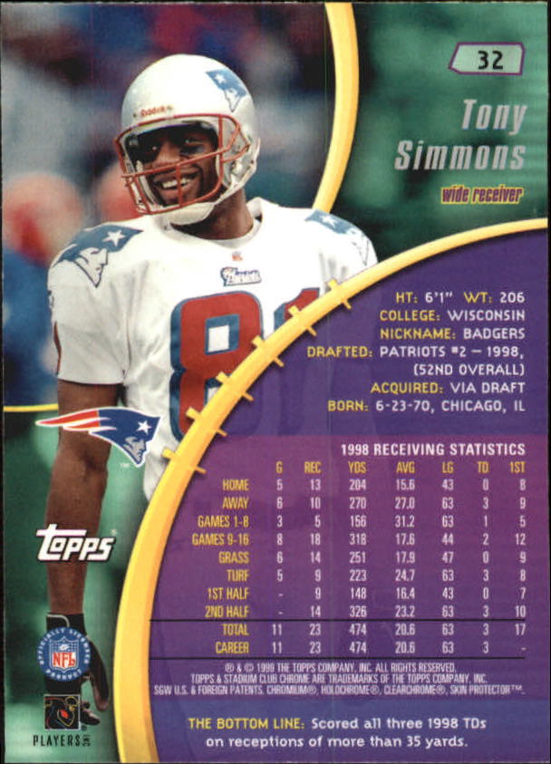 B0900- 1999 Stadium Club Chrome FB 1-150 +Inserts -You Pick- 15+ FREE US SHIP - Picture 44 of 208
