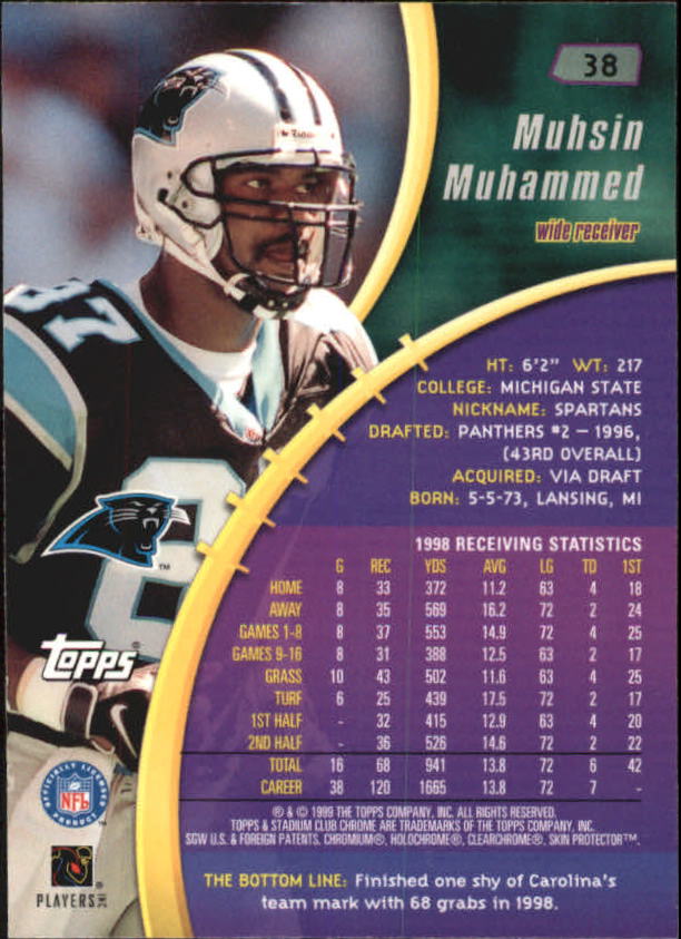 1999 Stadium Club Chrome #38 Muhsin Muhammad back image