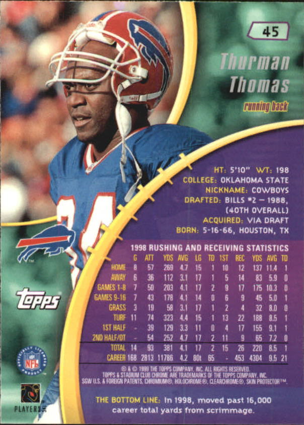 B0900- 1999 Stadium Club Chrome FB 1-150 +Inserts -You Pick- 15+ FREE US SHIP - Picture 60 of 208