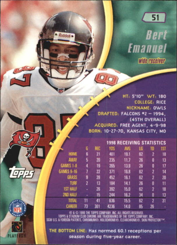B0900- 1999 Stadium Club Chrome FB 1-150 +Inserts -You Pick- 15+ FREE US SHIP - Picture 68 of 208