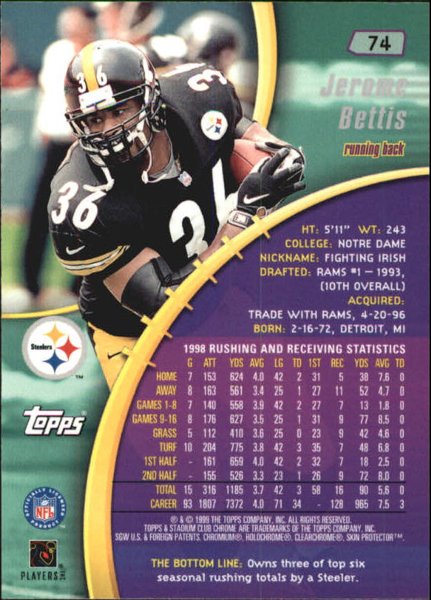 B0900- 1999 Stadium Club Chrome FB 1-150 +Inserts -You Pick- 15+ FREE US SHIP - Picture 101 of 208