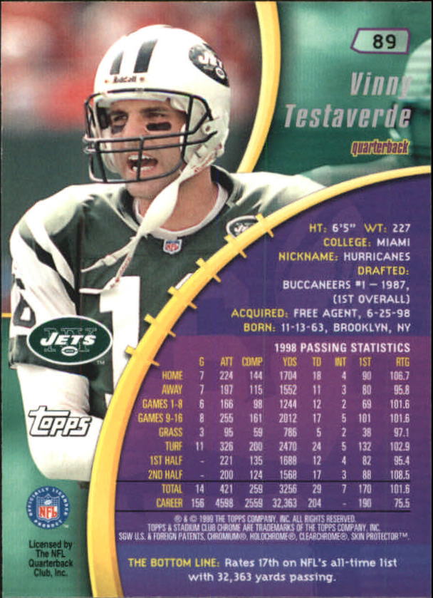 B0900- 1999 Stadium Club Chrome FB 1-150 +Inserts -You Pick- 15+ FREE US SHIP - Picture 127 of 208