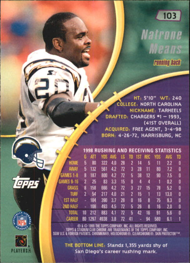 B0900- 1999 Stadium Club Chrome FB 1-150 +Inserts -You Pick- 15+ FREE US SHIP - Picture 151 of 208