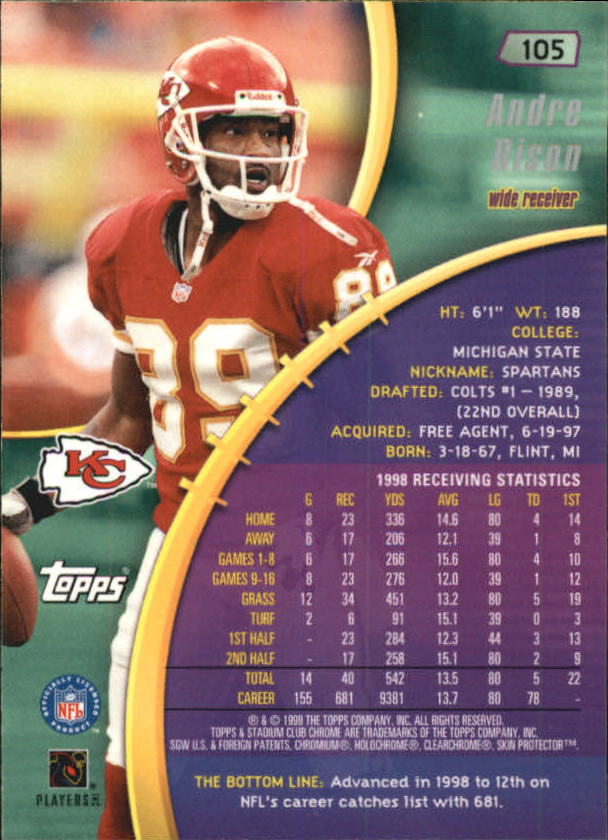 B0900- 1999 Stadium Club Chrome FB 1-150 +Inserts -You Pick- 15+ FREE US SHIP - Picture 153 of 208