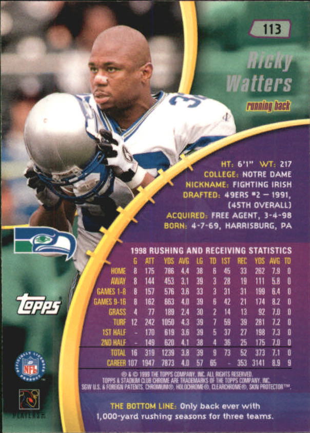 B0900- 1999 Stadium Club Chrome FB 1-150 +Inserts -You Pick- 15+ FREE US SHIP - Picture 159 of 208