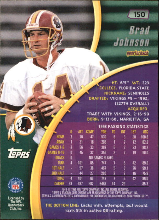B0900- 1999 Stadium Club Chrome FB 1-150 +Inserts -You Pick- 15+ FREE US SHIP - Picture 188 of 208