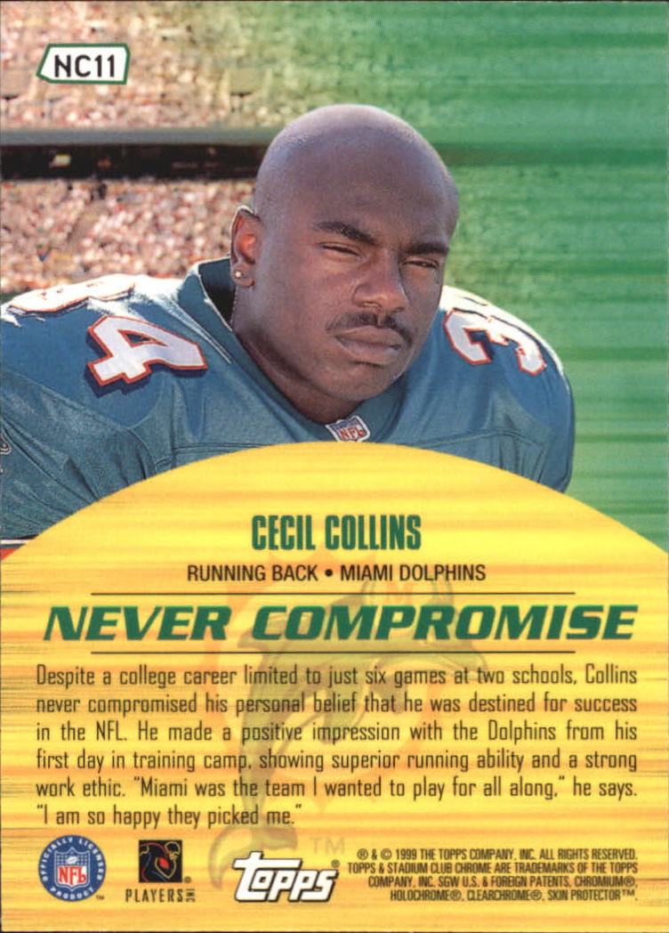 1999 Stadium Club Chrome Never Compromise #NC11 Cecil Collins back image