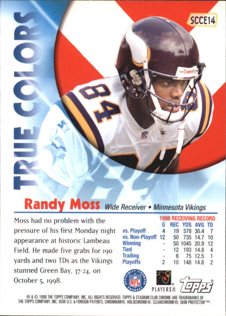 1999 Stadium Club Chrome True Colors #14 Randy Moss back image