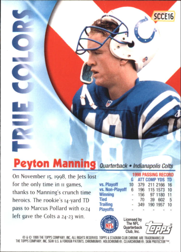 1999 Stadium Club Chrome True Colors #16 Peyton Manning back image