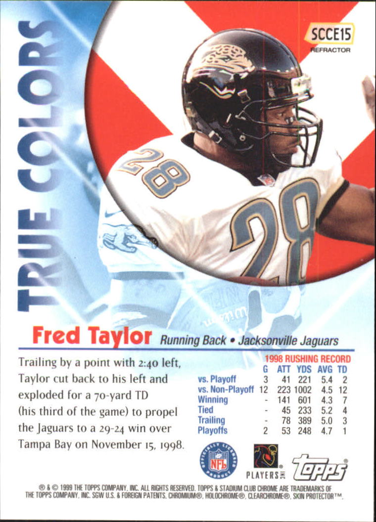 1999 Stadium Club Chrome True Colors Refractors #15 Fred Taylor back image