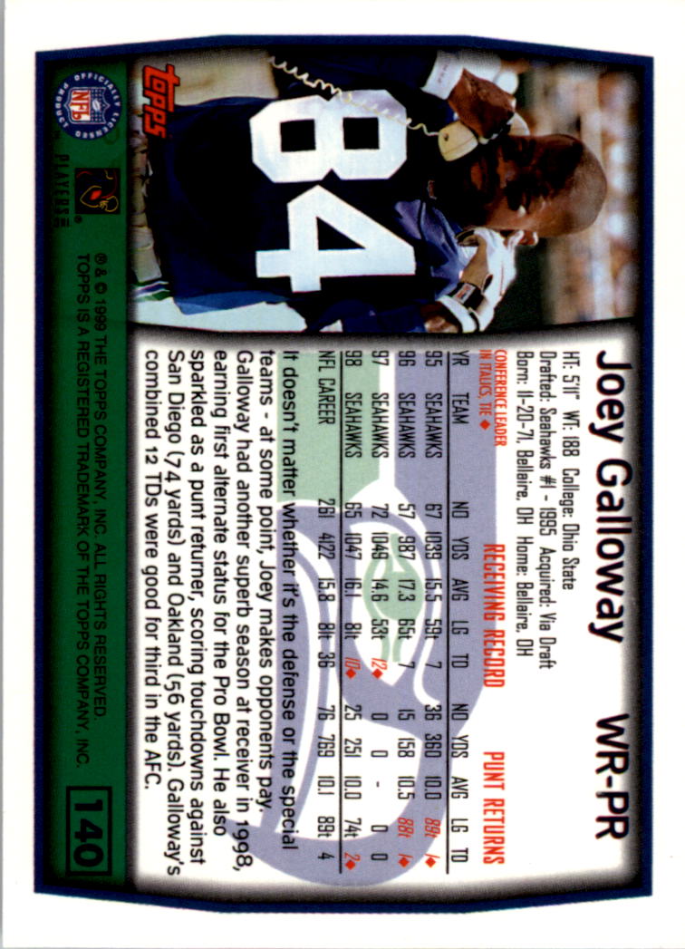 1999 Topps Collection #140 Joey Galloway back image