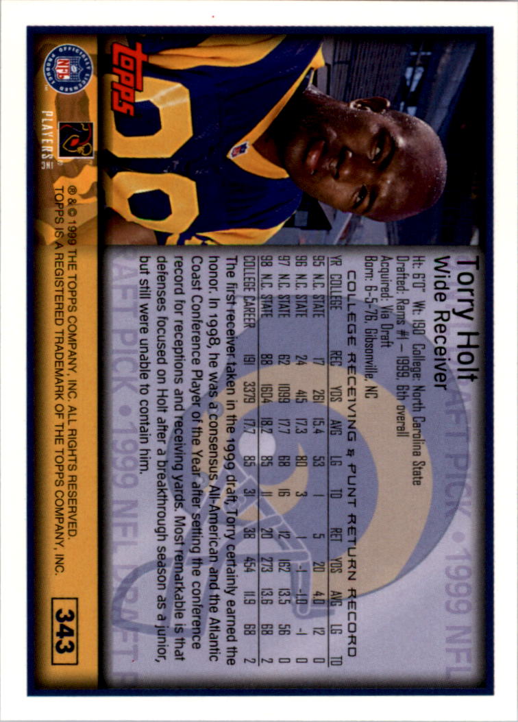 1999 Topps Collection #343 Torry Holt back image