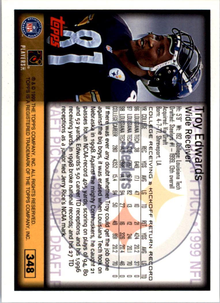 1999 Topps Collection #348 Troy Edwards back image