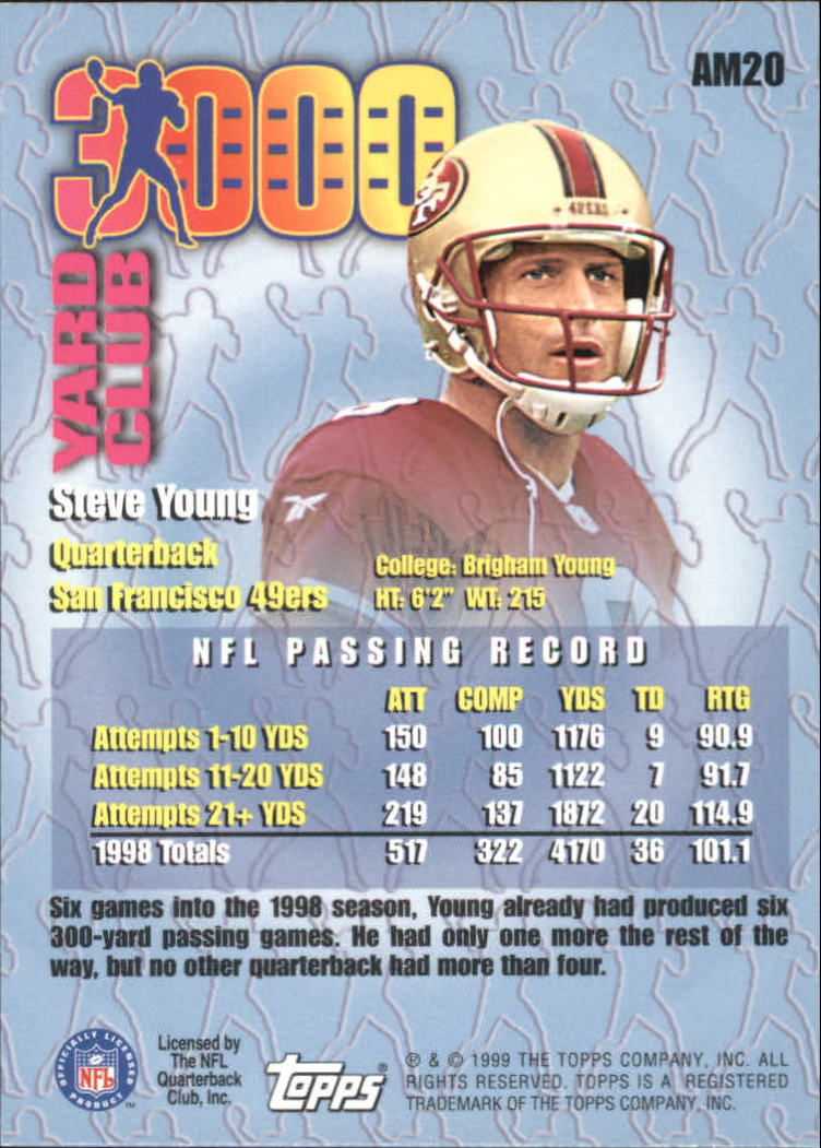 1999 Topps All Matrix #AM20 Steve Young back image