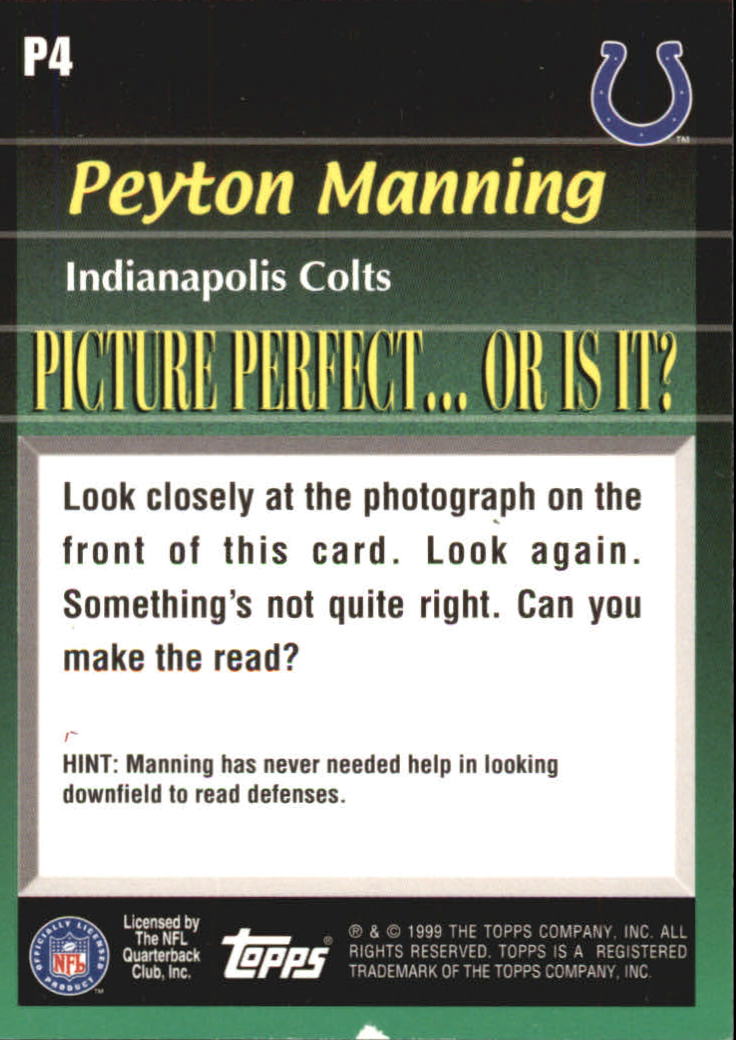 1999 Topps Picture Perfect #P4 Peyton Manning back image
