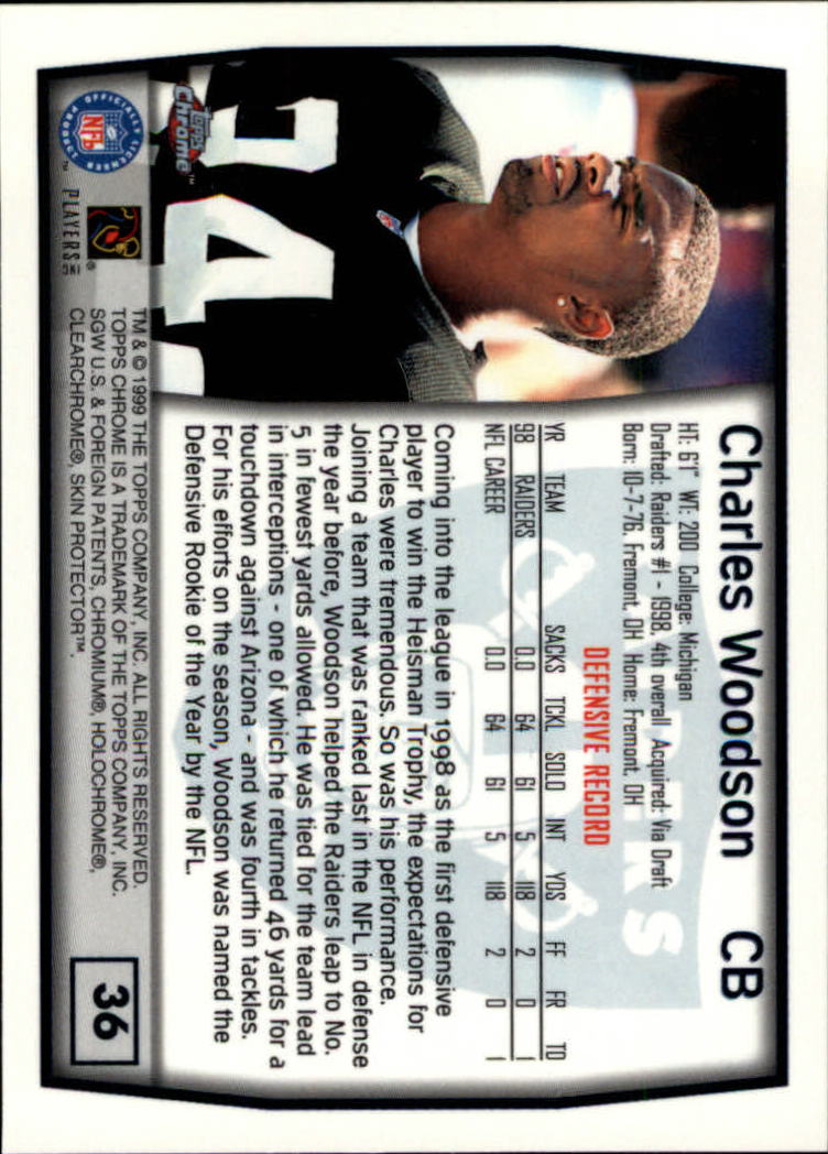 1999 Topps Chrome #36 Charles Woodson back image
