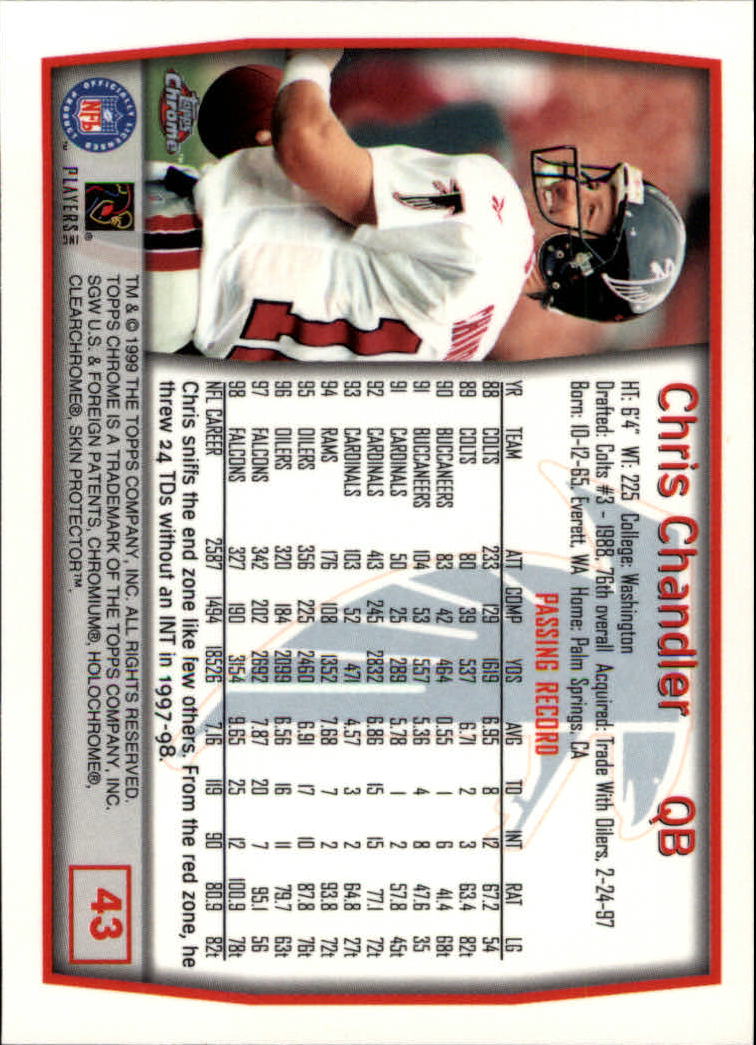 1999 Topps Chrome #43 Chris Chandler back image