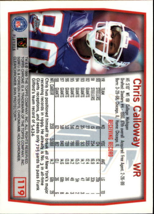 1999 Topps Chrome #119 Chris Calloway back image