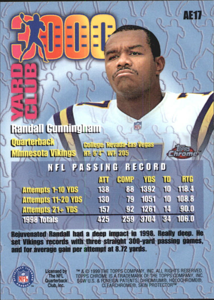 1999 Topps Chrome All-Etch #AE17 Randall Cunningham back image