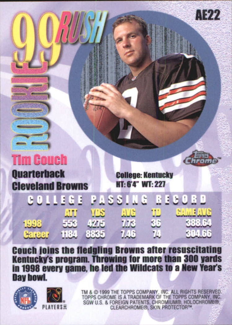 1999 Topps Chrome All-Etch #AE22 Tim Couch back image