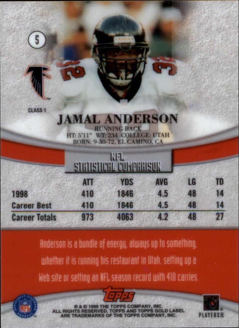 1999 Topps Gold Label Class 1 #5 Jamal Anderson back image