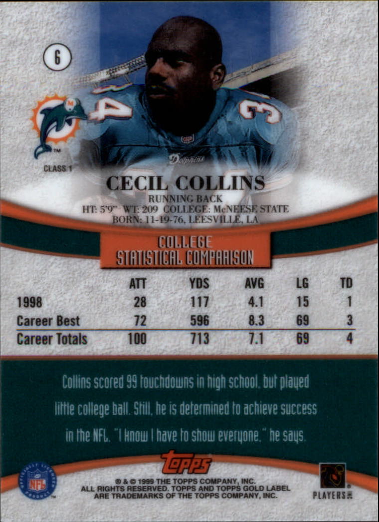 1999 Topps Gold Label Class 1 #6 Cecil Collins RC back image