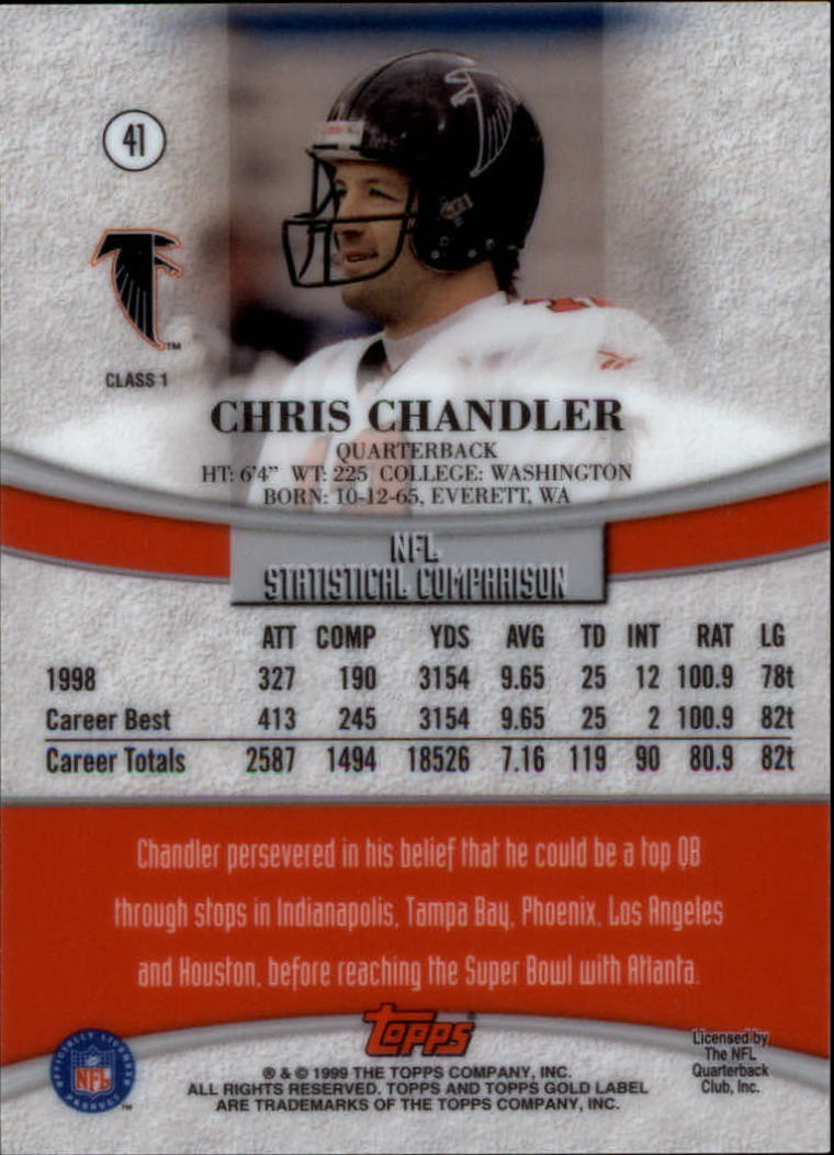 1999 Topps Gold Label Class 1 #41 Chris Chandler back image
