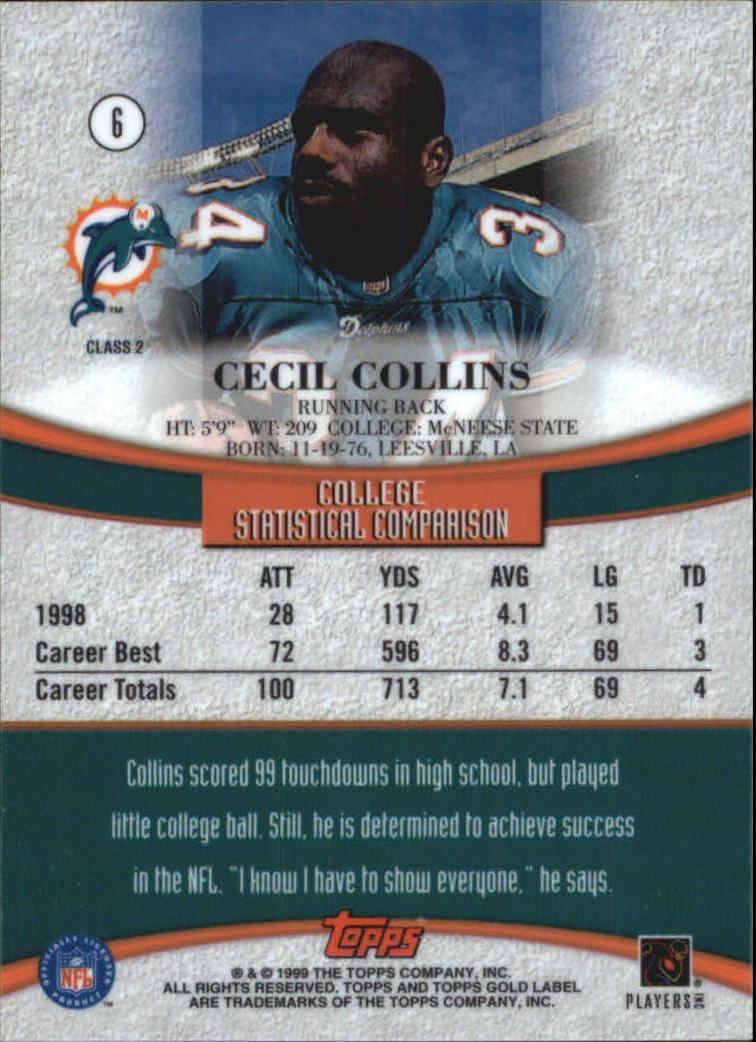 1999 Topps Gold Label Class 2 #6 Cecil Collins back image