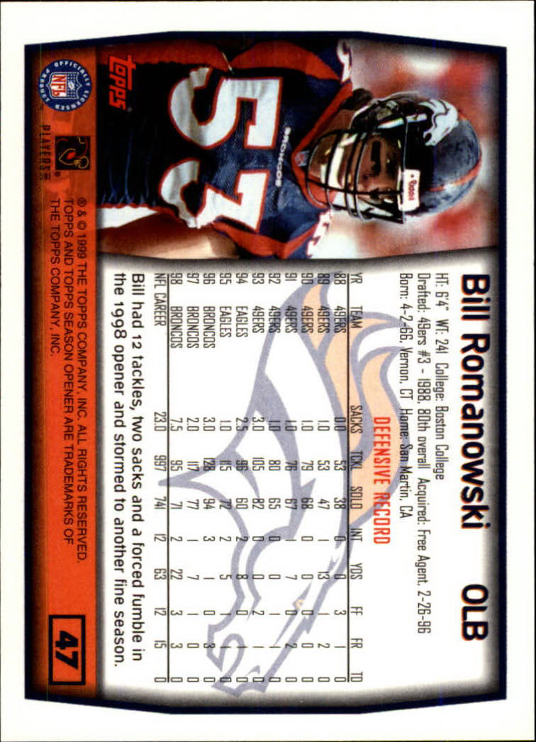 B1290- 1999 Topps Season Opener FB 1-165 +Inserts -You Pick- 15+ FREE US SHIP - Picture 83 of 294