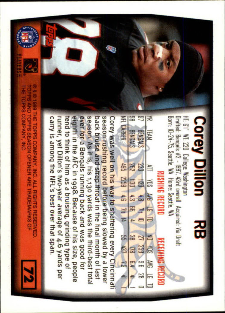 B1290- 1999 Topps Season Opener FB 1-165 +Inserts -You Pick- 15+ FREE US SHIP - Picture 129 of 294