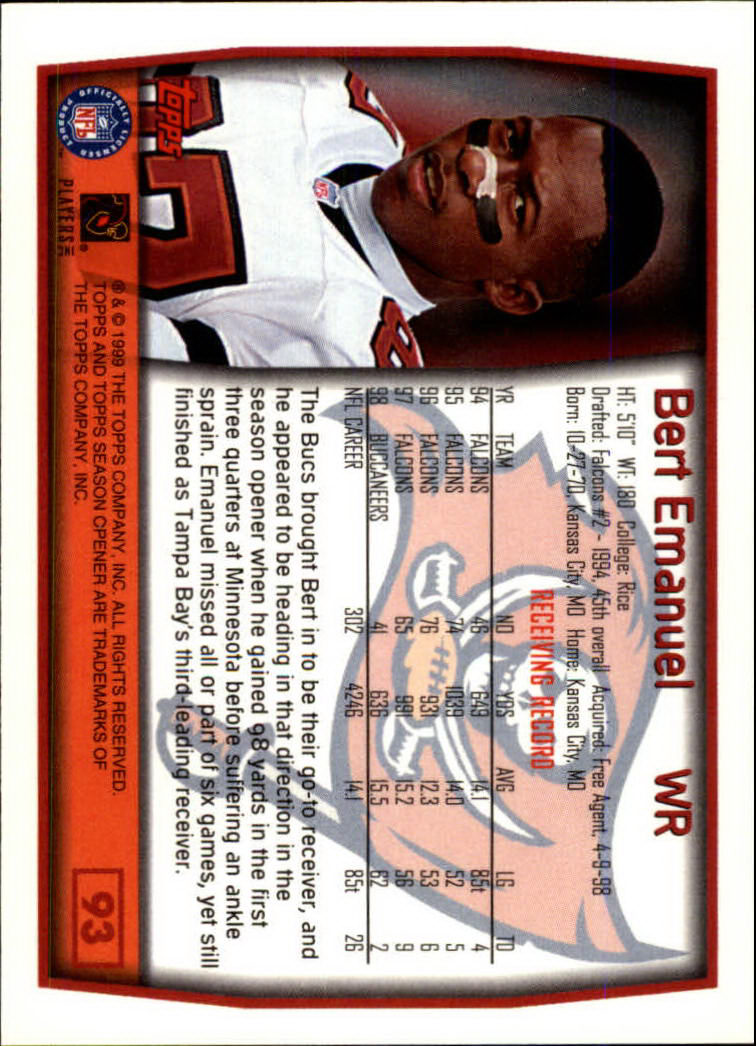B1290- 1999 Topps Season Opener FB 1-165 +Inserts -You Pick- 15+ FREE US SHIP - Picture 165 of 294