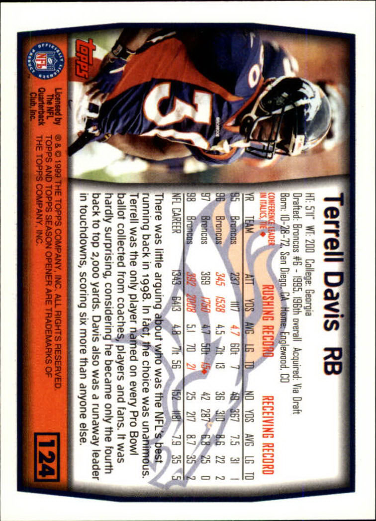 B1290- 1999 Topps Season Opener FB 1-165 +Inserts -You Pick- 15+ FREE US SHIP - Picture 221 of 294
