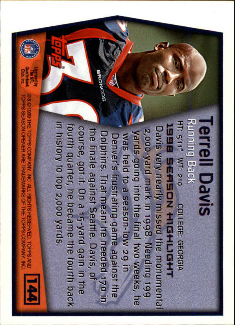 B1290- 1999 Topps Season Opener FB 1-165 +Inserts -You Pick- 15+ FREE US SHIP - Picture 257 of 294
