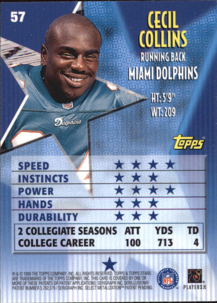 1999 Topps Stars #57 Cecil Collins RC back image