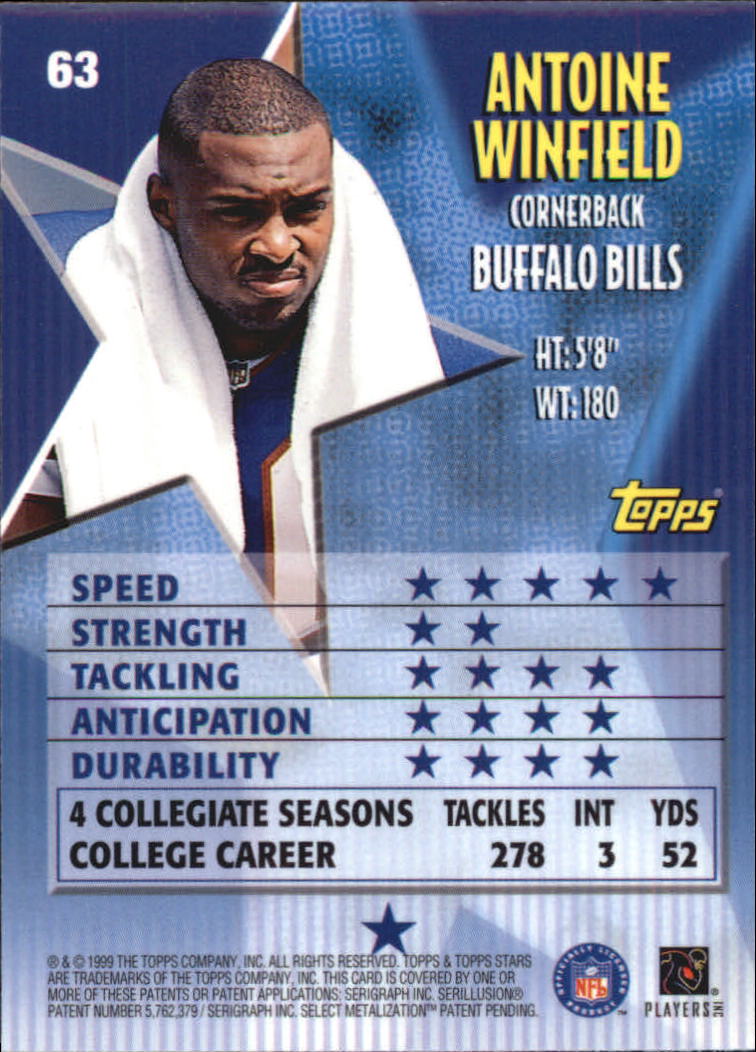1999 Topps Stars #63 Antoine Winfield RC back image