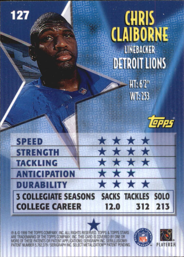 1999 Topps Stars #127 Chris Claiborne RC back image