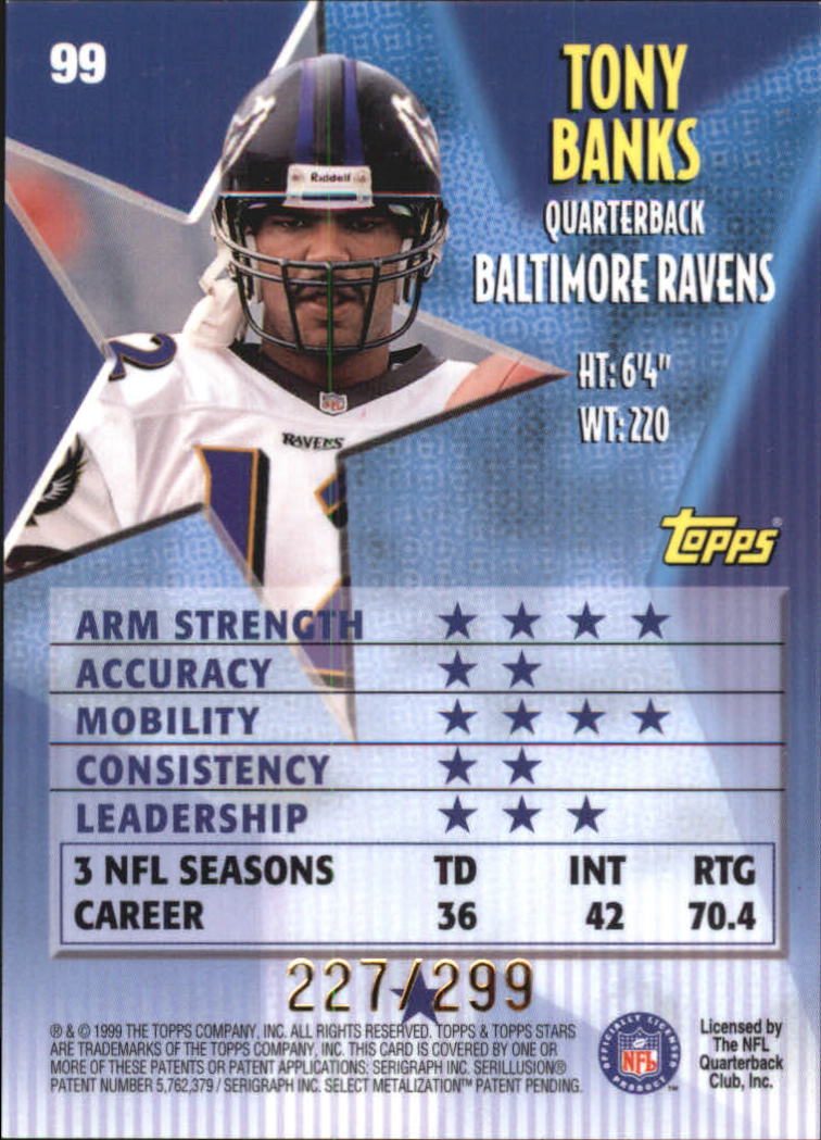 1999 Topps Stars Parallel #99 Tony Banks