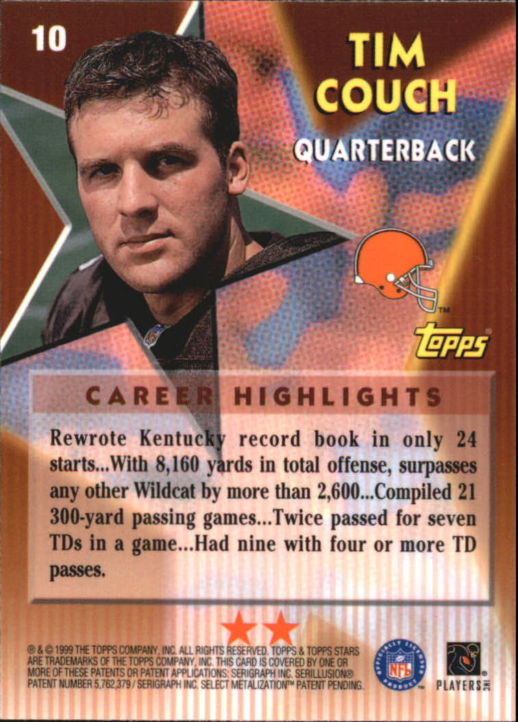 1999 Topps Stars Two Star #10 Tim Couch back image